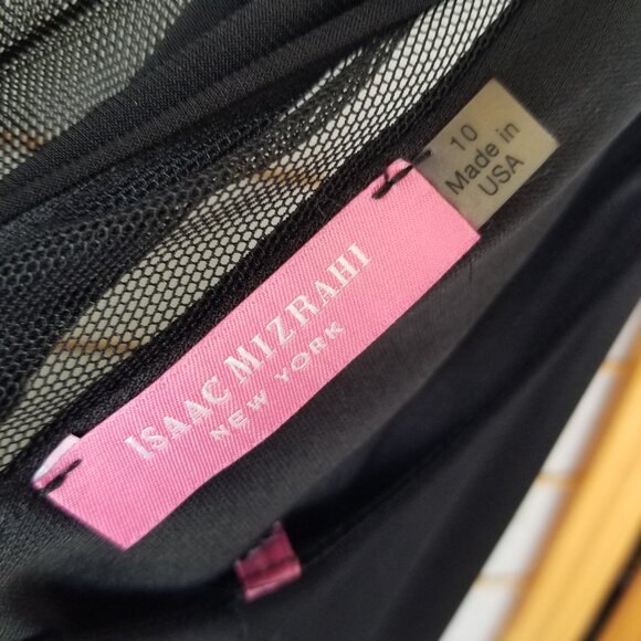 Isaac Mizrahi Black Evening Gown Maxi Dress Formal Mesh Detail Stretch Size 10 - Picture 12 of 12